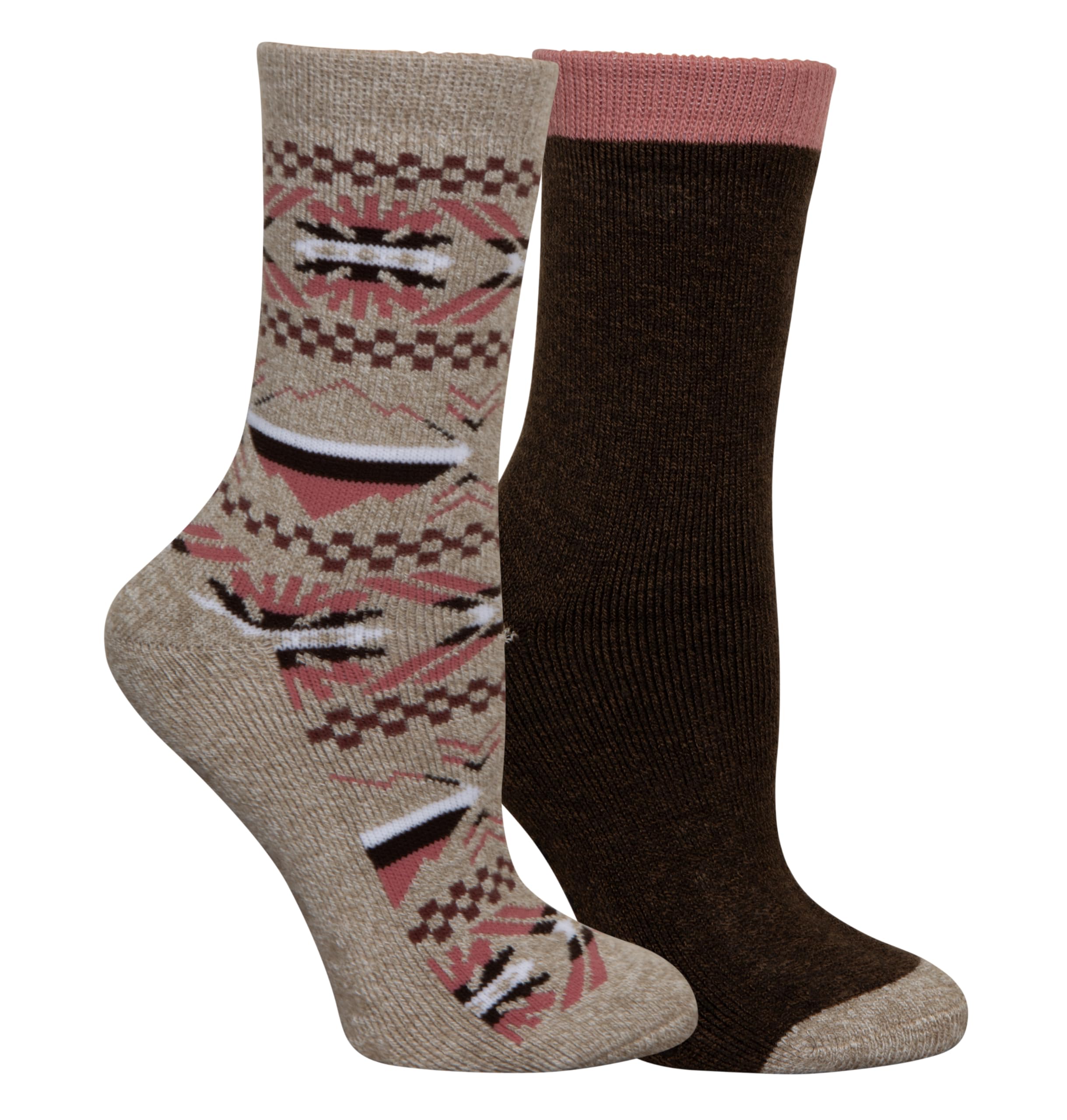 Columbia Women's Lounge Cropped Crew Thermal Socks 2 Pair, Khaki/Brown, Women's 4-10 Shoe
