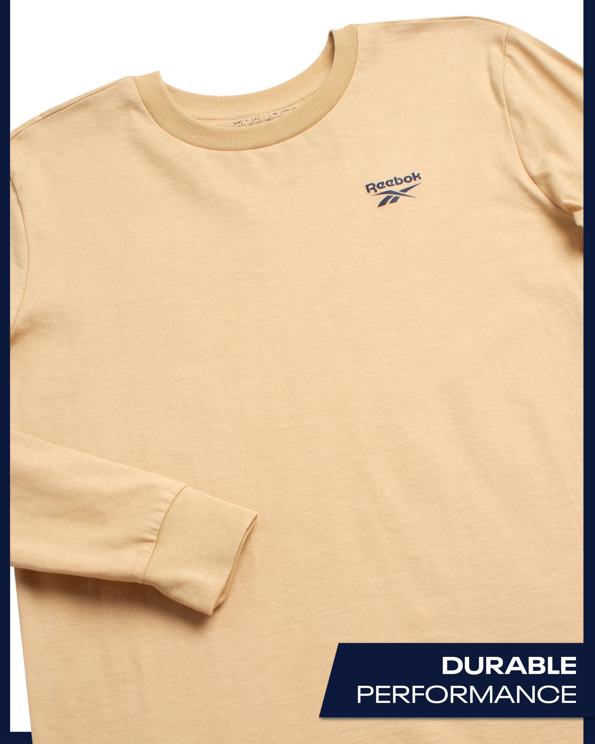 Reebok Camicia a maniche lunghe da ragazzo - Confezione da 2 magliette a maniche lunghe in cotone basic - T-shirt girocollo per ragazzi (8-14)