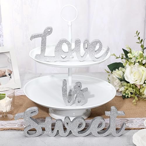 Miniatura 10 de Letrero hueco de madera con texto en inglés "Love Is Sweet" para mesa de postre, letras de madera con texto en inglés "Love Is Sweet" para estante