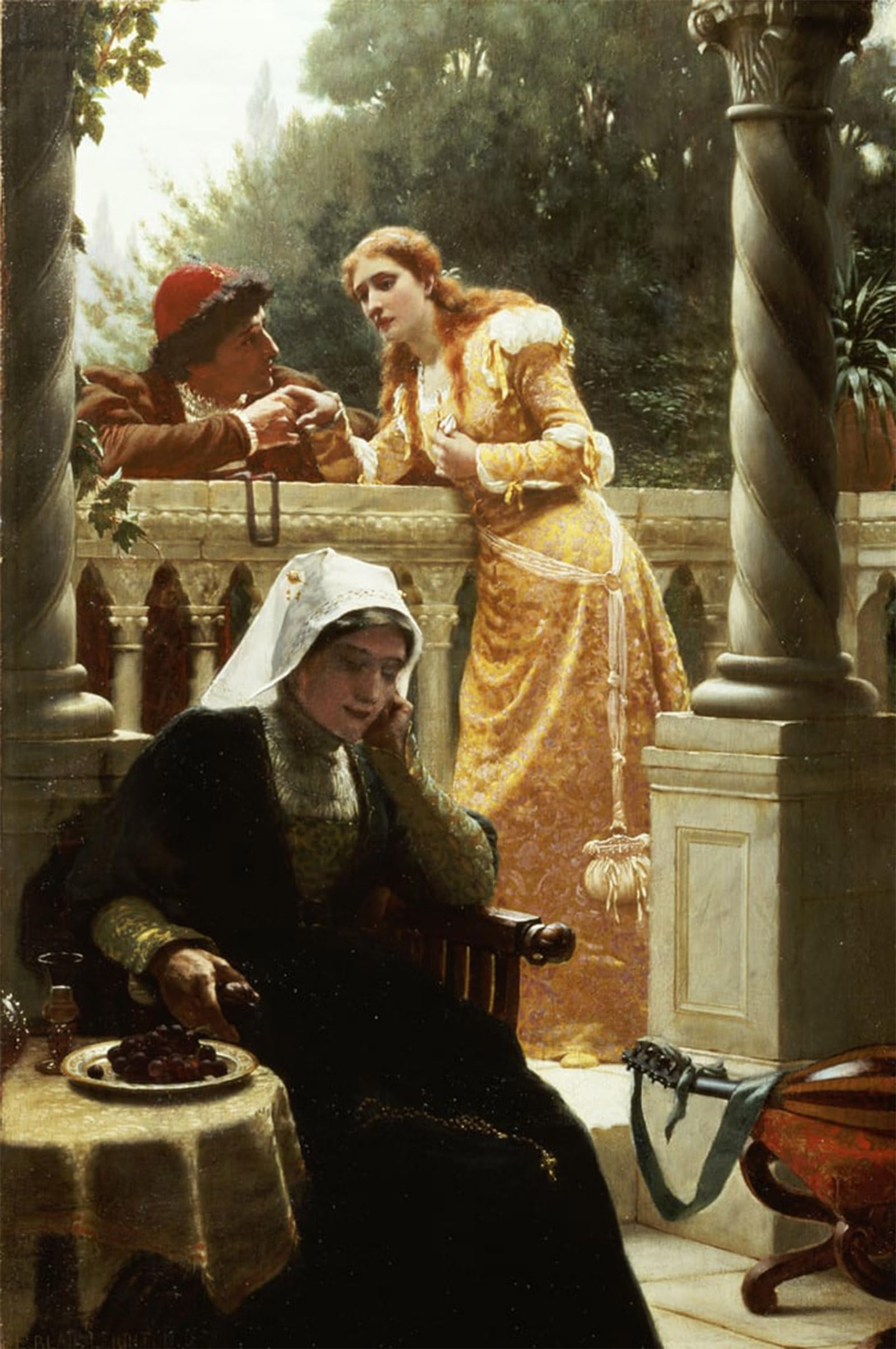 POSTERIIk Vintage Art Print Images Pictures Print a Stolen Interview by Edmund Blair Leighton Modern Colour Posters for Office Home Decor 60x90cm