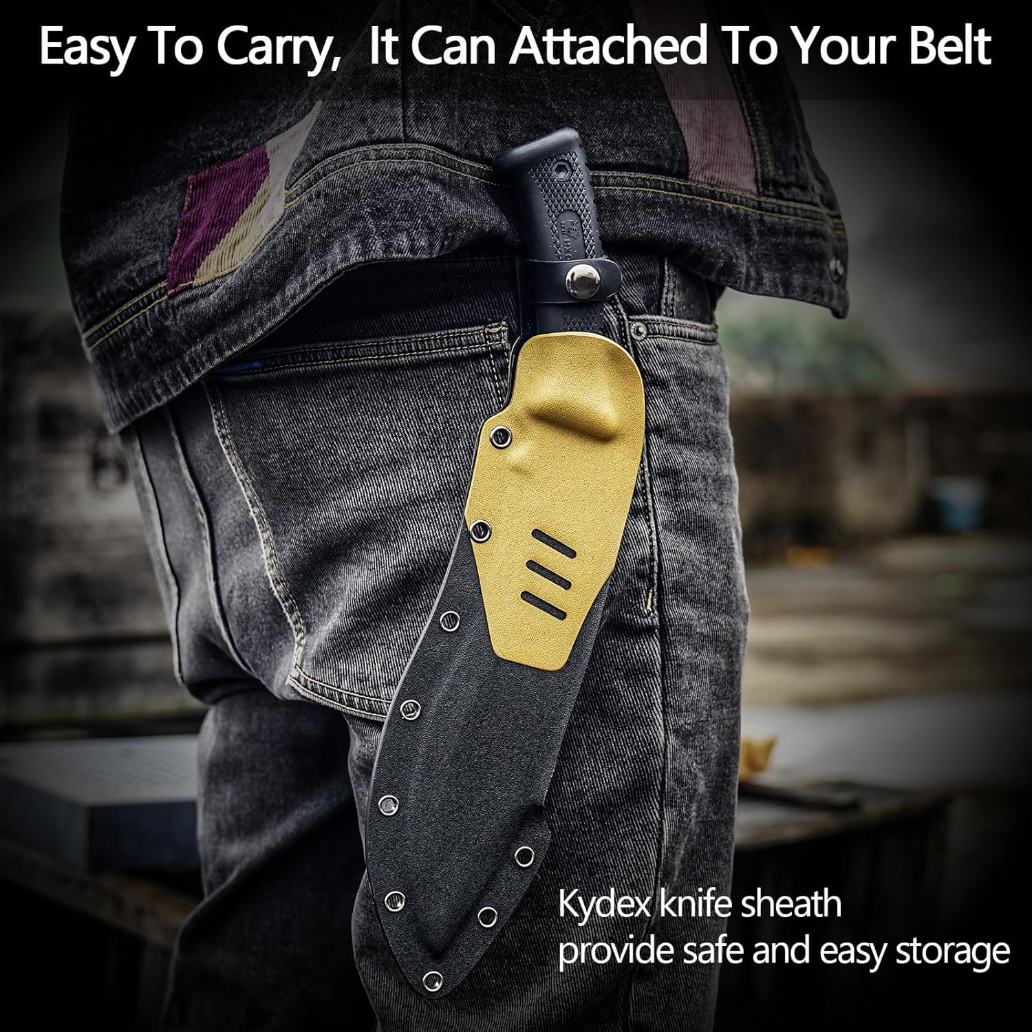 HX Outdoors 14 Inch Bush Machete Kukri Knife, Premium D2 Steel Full Tang Gardening Machete Knife with Kydex Sheath for Outdoor, Camping, Clearing Brush (Black)