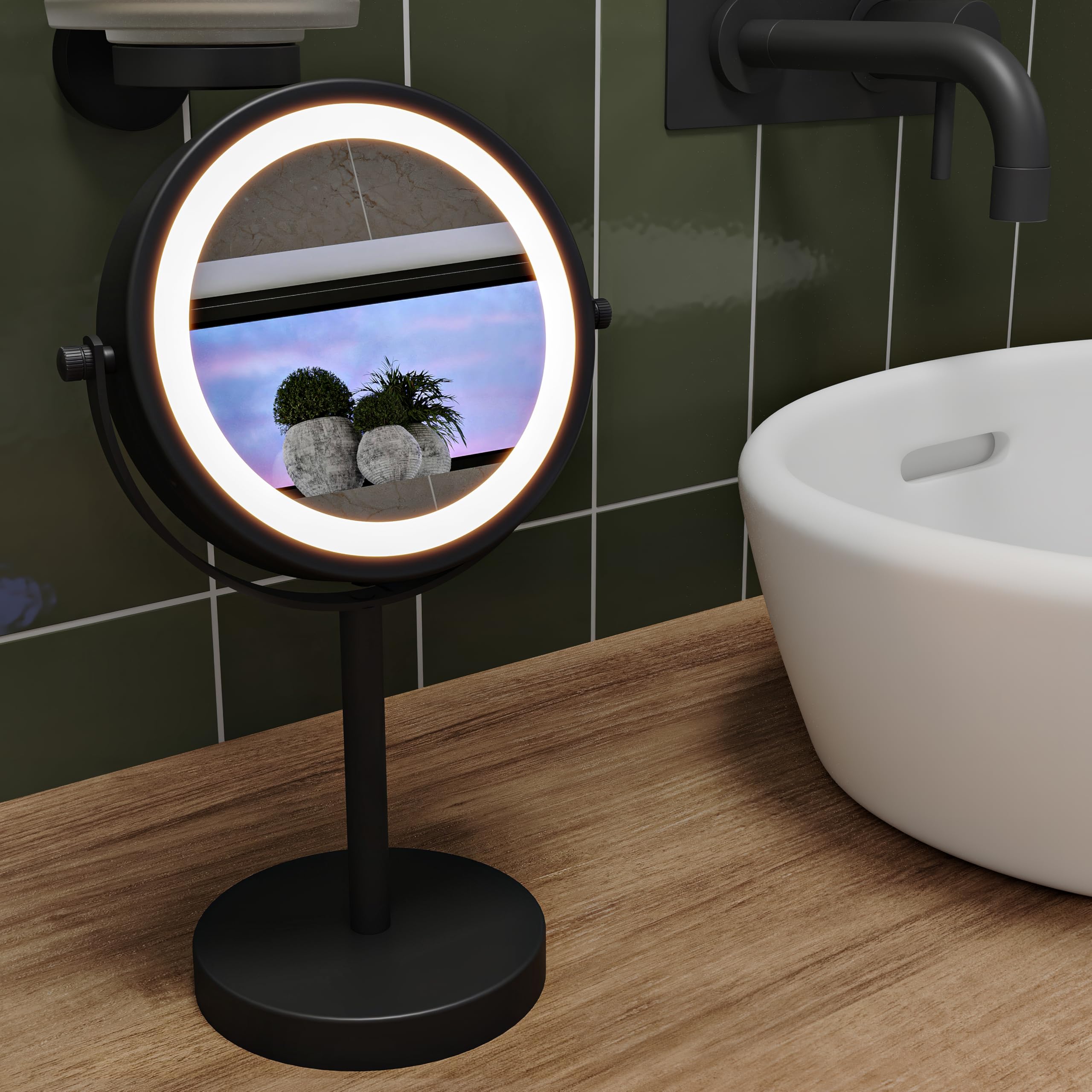 Croydex Black Led Makeup Mirror 3X Magnification