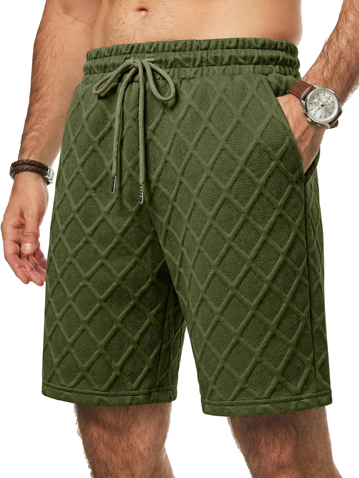 JMIERR Kurze Hosen Herren Sommer Casual Textur Baggy Shorts Herren mit Kordelzug Bermuda Kurze Hose Männer mit Taschen