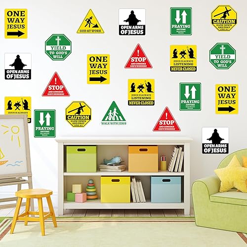 Miniatura 6 de 27 piezas de recortes religiosos de construcción de Jesús, señal de tráfico de tráfico para Jesús, cumpleaños, aula, tablón de anuncios, decoración