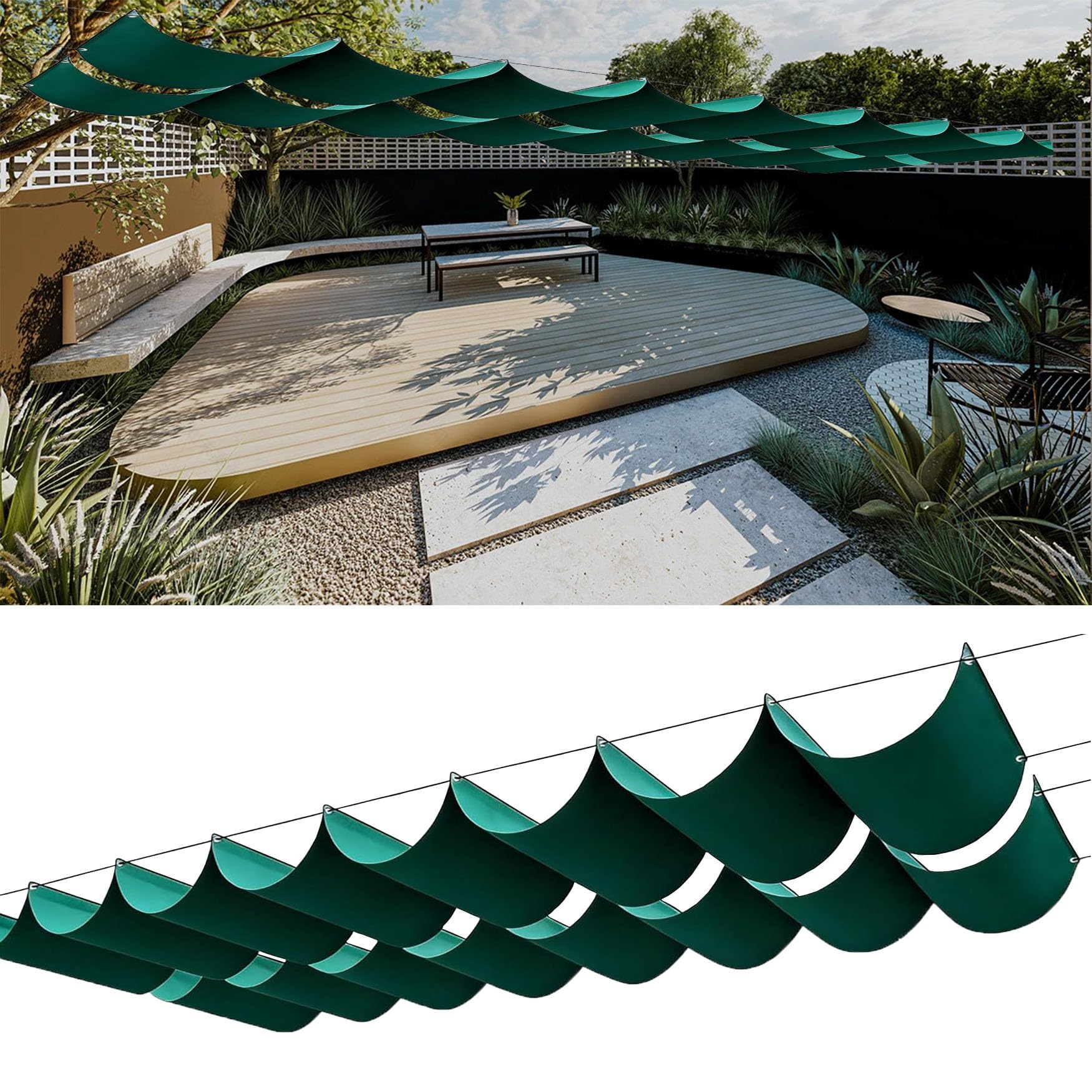 Voile d'ombrage rétractable pour ombrager une grande terrasse ou véranda
