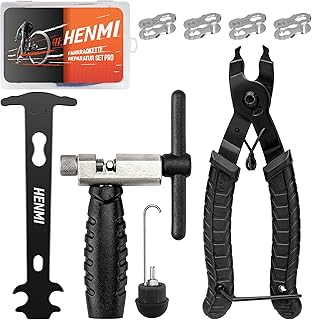 HENMI Kettennieter Fahrrad, Kettenzange, Kettenschloss Zange und 4 Paar Fahrradketten Nieten Fahrradkette Reparatur Set für 6-12 Fach Fahrradkette Werkzeug