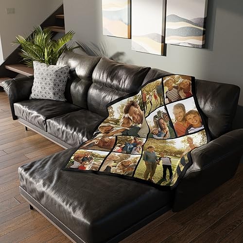 Miniatura 5 de Manta personalizada con collage de texto fotográfico, manta personalizada con imágenes, regalos conmemorativos personalizados para mamá, papá,