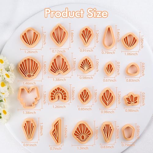 Miniatura 2 de Puocaon Cortadores de aretes de arcilla básica, 21 piezas de cortadores de arcilla polimérica, juego de cortadores de joyas de arcilla geométrica