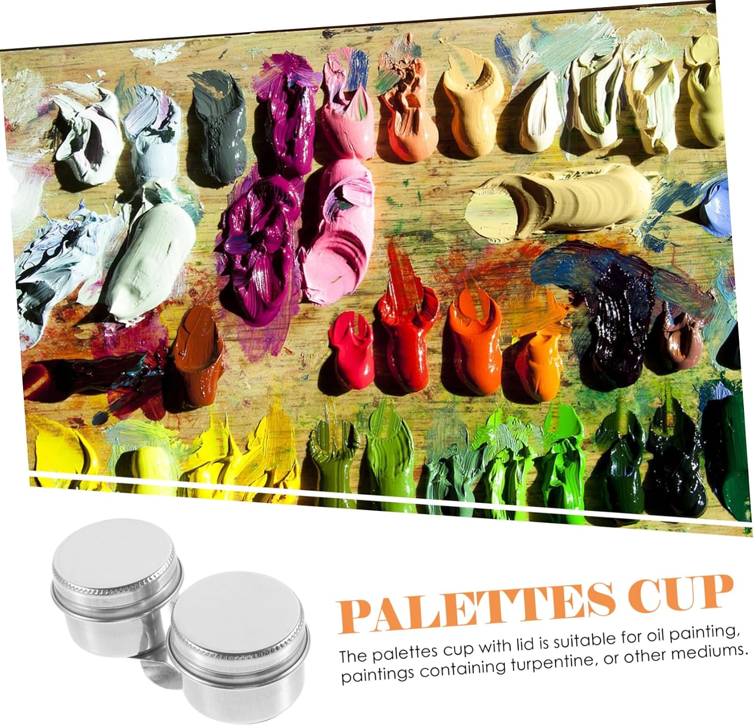 VILLFUL Stainless Steel Painting Oil Pot with Lid Wide Mouth Palette Cup for Artists Durable and Practical Paint Mixing for Turpentine and Color Oil