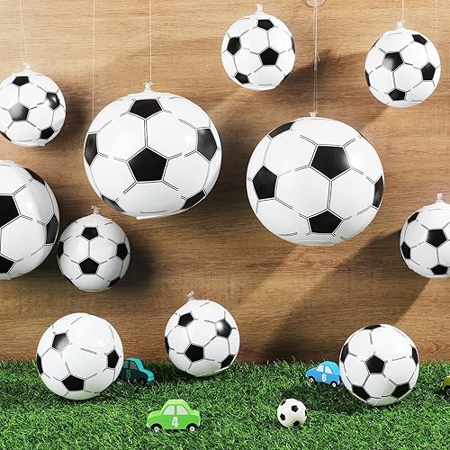Miniatura 6 de 24 mini pelotas de fútbol inflables, decoraciones de fiesta de fútbol, pelotas de fútbol pequeñas con ganchos de cuerda colgantes, piscina de