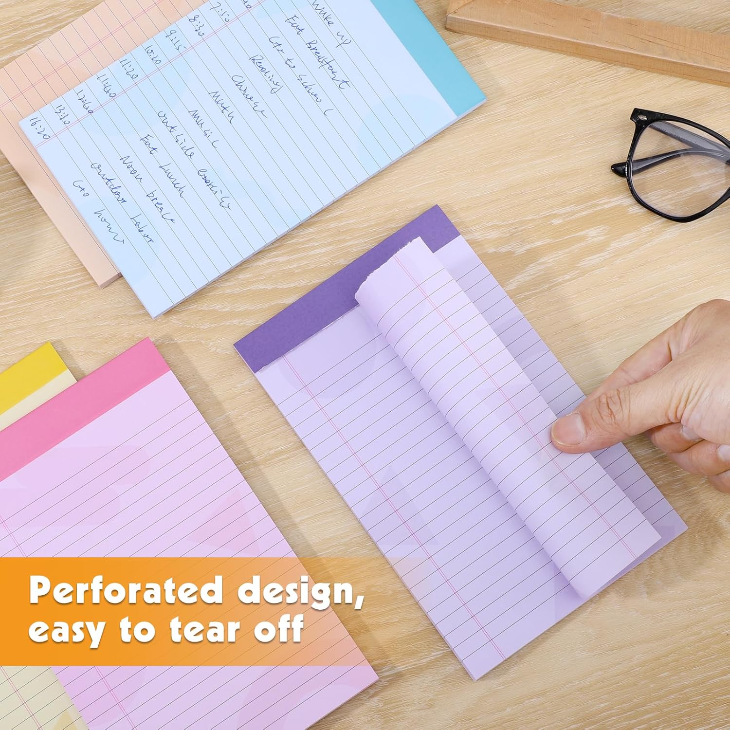 Thboxes 5 Pack Note Pad 5x8, 200 Sheets Colored Notepad Perforated Small Notepad College Ruled Writing Pad for To-Do Lists Grocery List Shopping List, 40 Sheets(Purple, Pink, Blue, Yellow, Orange) - Image 4