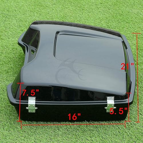 Miniatura 2 de TCMT - Caja de maletero para motocicleta de 5.5'' Razor con soporte de montaje cromado. Compatible con Harley Touring 1997-2008 Trunk Road King Road