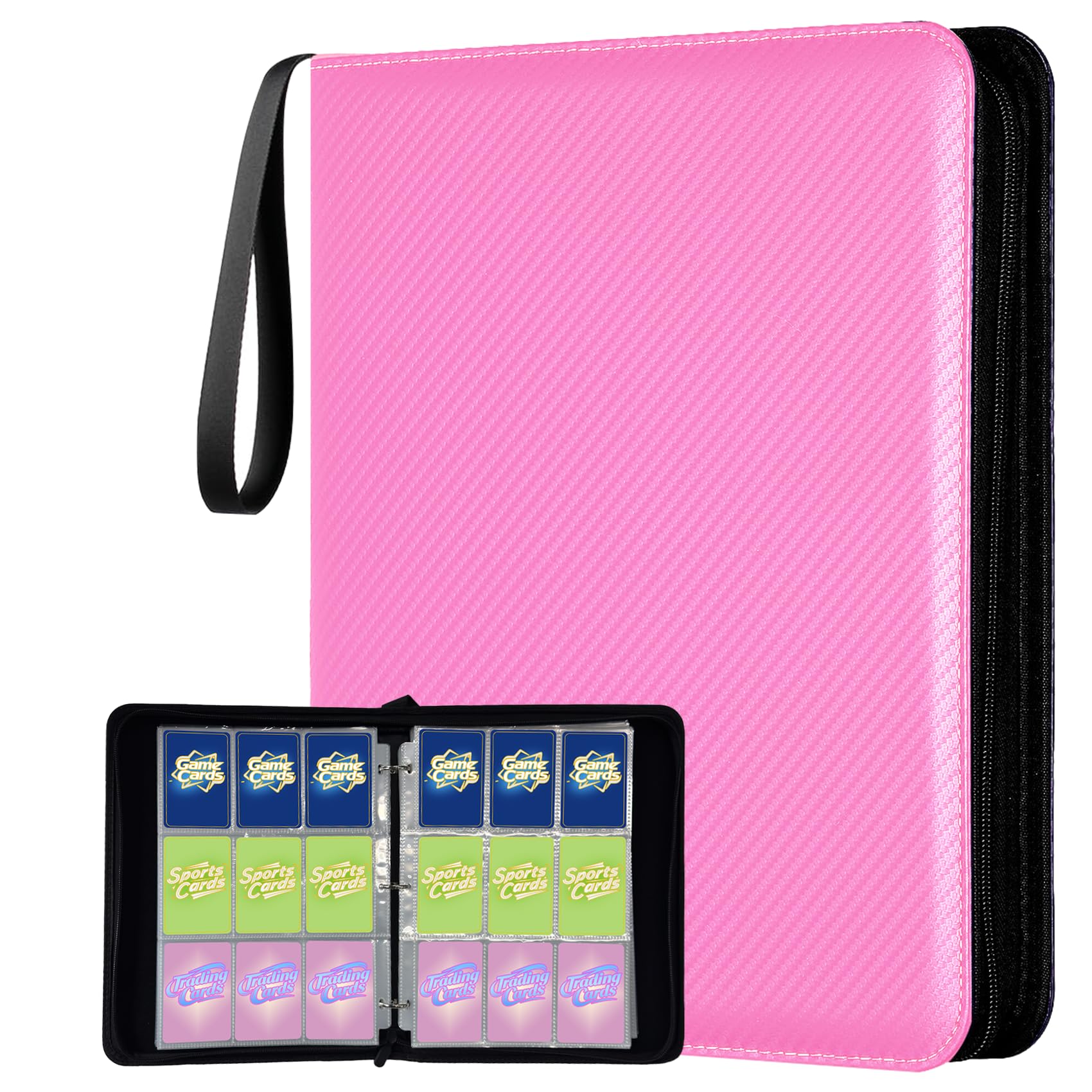 Classeur de cartes 9 poches grand format album de rangement zippé pour 1080 cartes de jeu