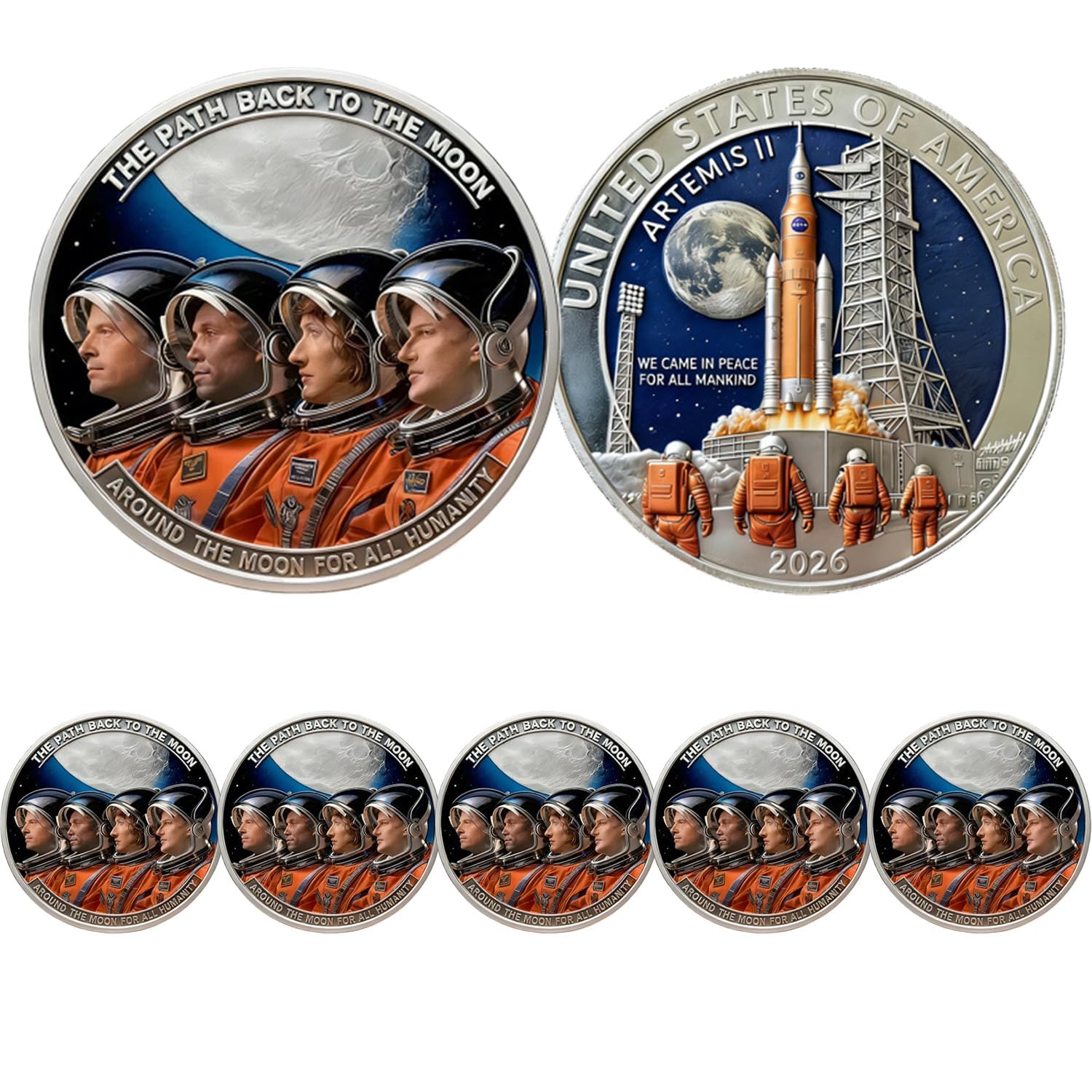 Médaille Commémorative Atterrissage Lunaire – Astronaute Lune 1969-2019 – Pièce 50e Anniversaire En Alliage De Zinc – 40 Mm – Cadeau Collection