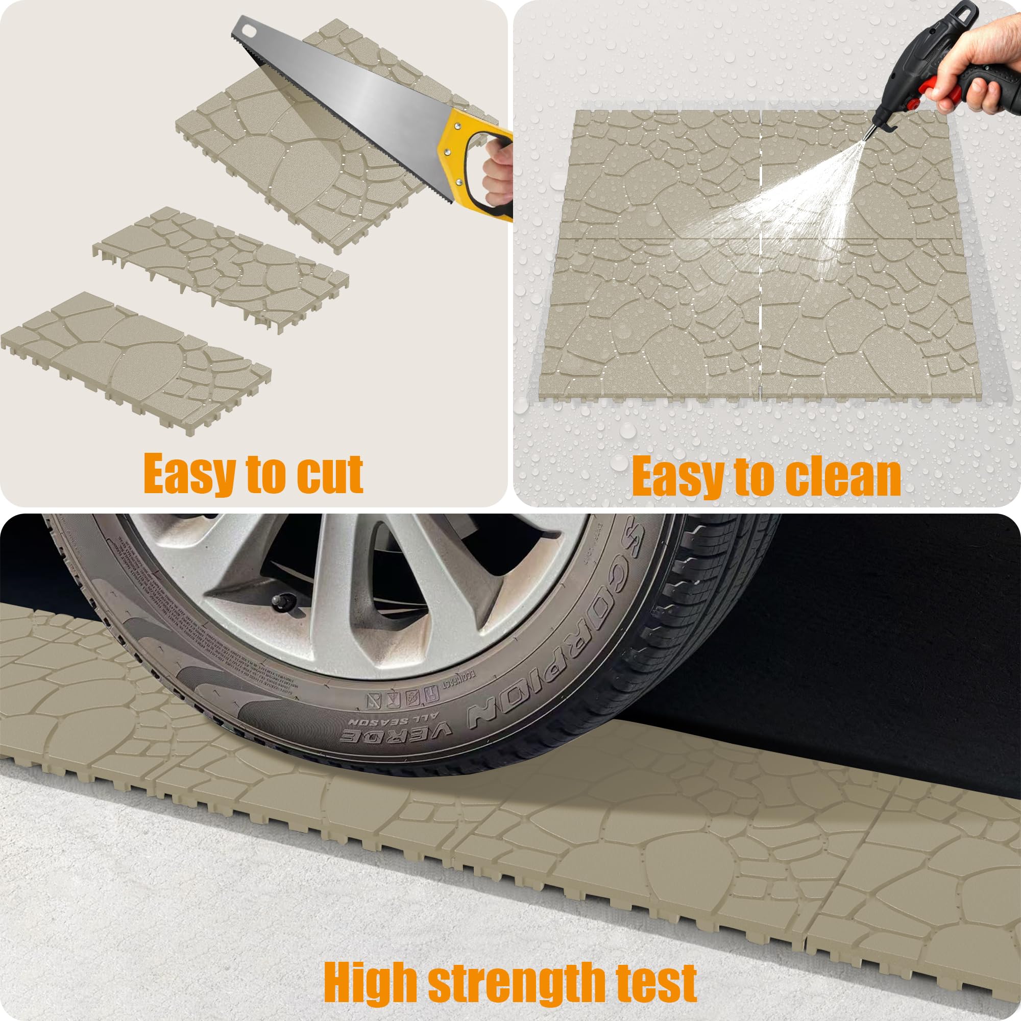 Kunststoff Terrassenfliesen Klicksystem 44er Set 30x30cm Balkonfliesen Wetterfest Bodenfliesen Outdoor Klickfliesen Terrasse Beige wasserdicht rutschfest Drainage DIY Bodenplatten Veranda Garten