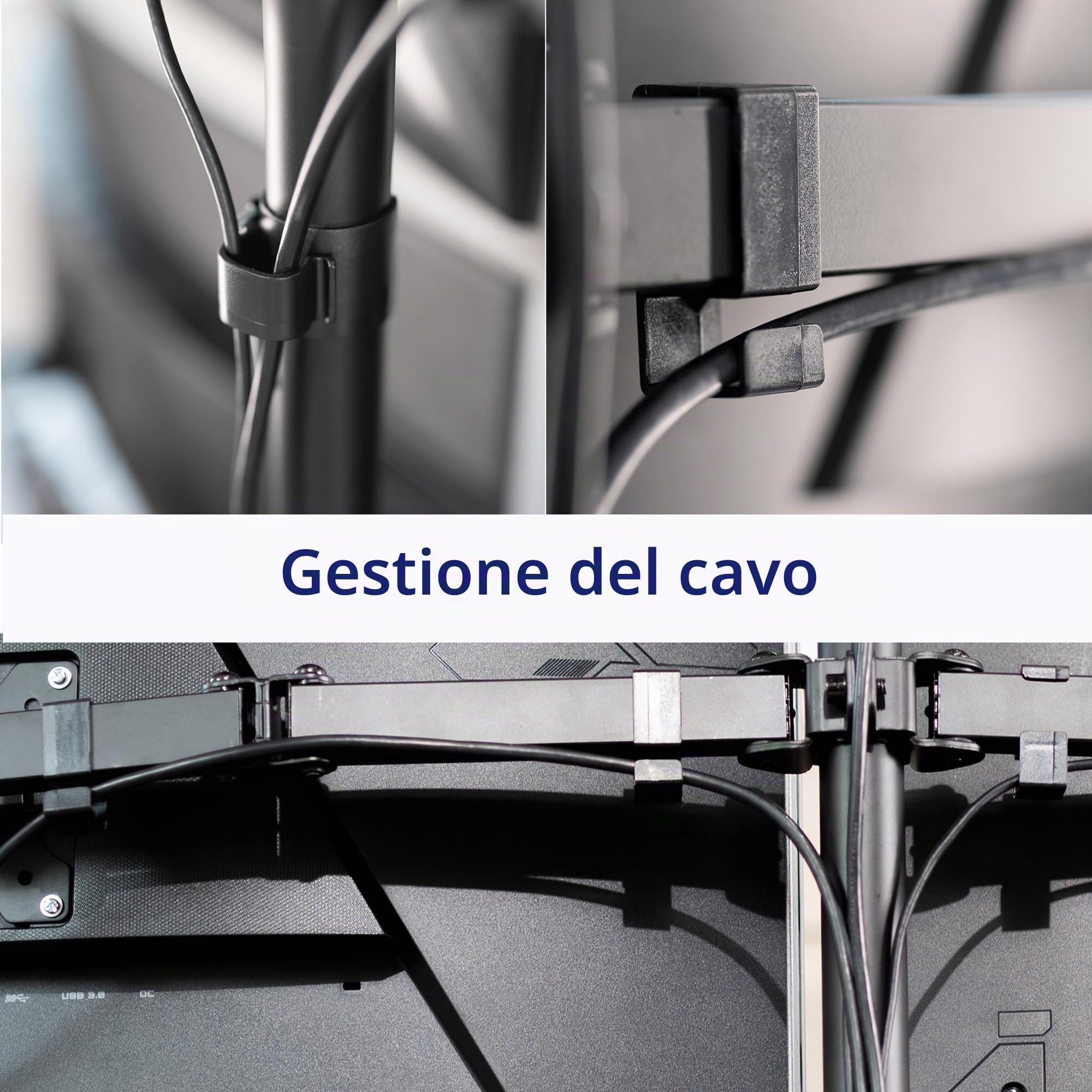 VIVO STAND-V004F - Supporto da tavolo per monitor Quad da 13 a 30", completamente regolabile, può contenere 4 schermi piatti o curvi