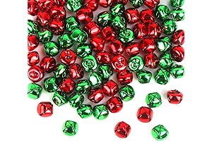 100 Pieces Christmas Jingle Bells in Red and Green for Home and Pet Decorations