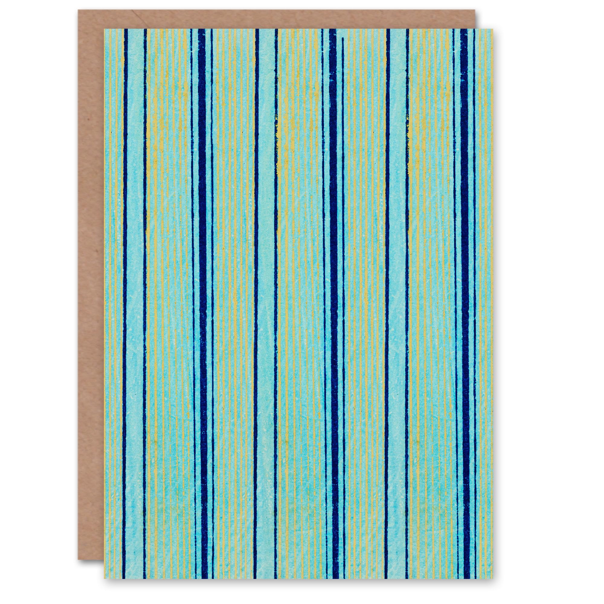 Artery8 Furuya Korin Japanese Art Card Blue Stripes Vintage Pattern
