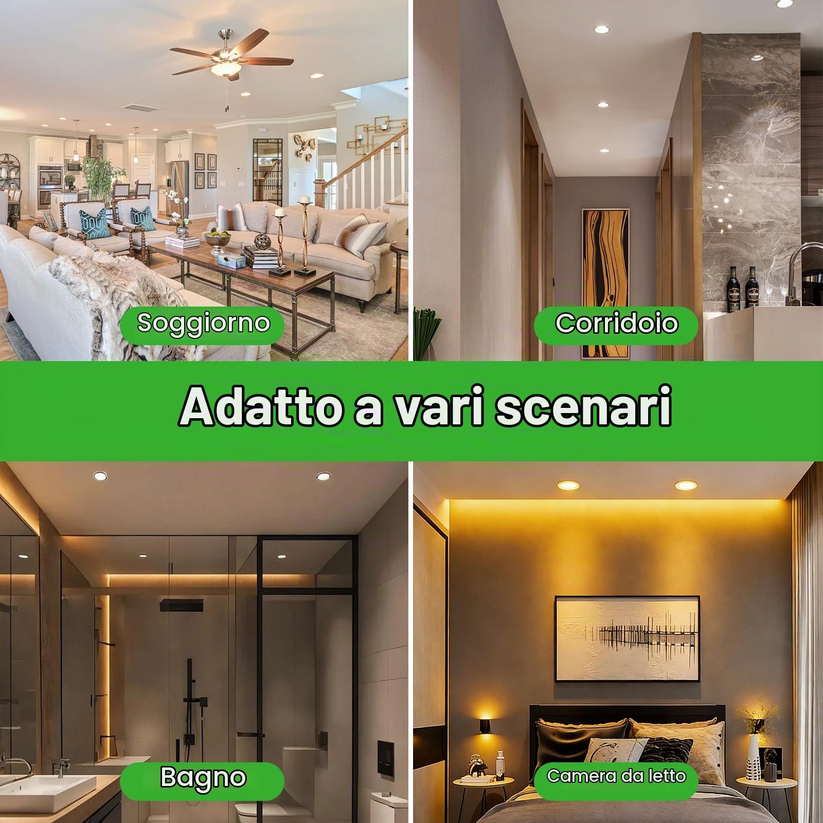 GY Set da 12 Classe B Faretti LED da Incasso per Cartongesso Dimmerabil, 3.5W 552LM Faretti LED Soffitto 3000K Caldo 4000K Neutro 6500K Freddo Regolabili, IP44 Luci da Incasso per Bagno, Φ65-80mm