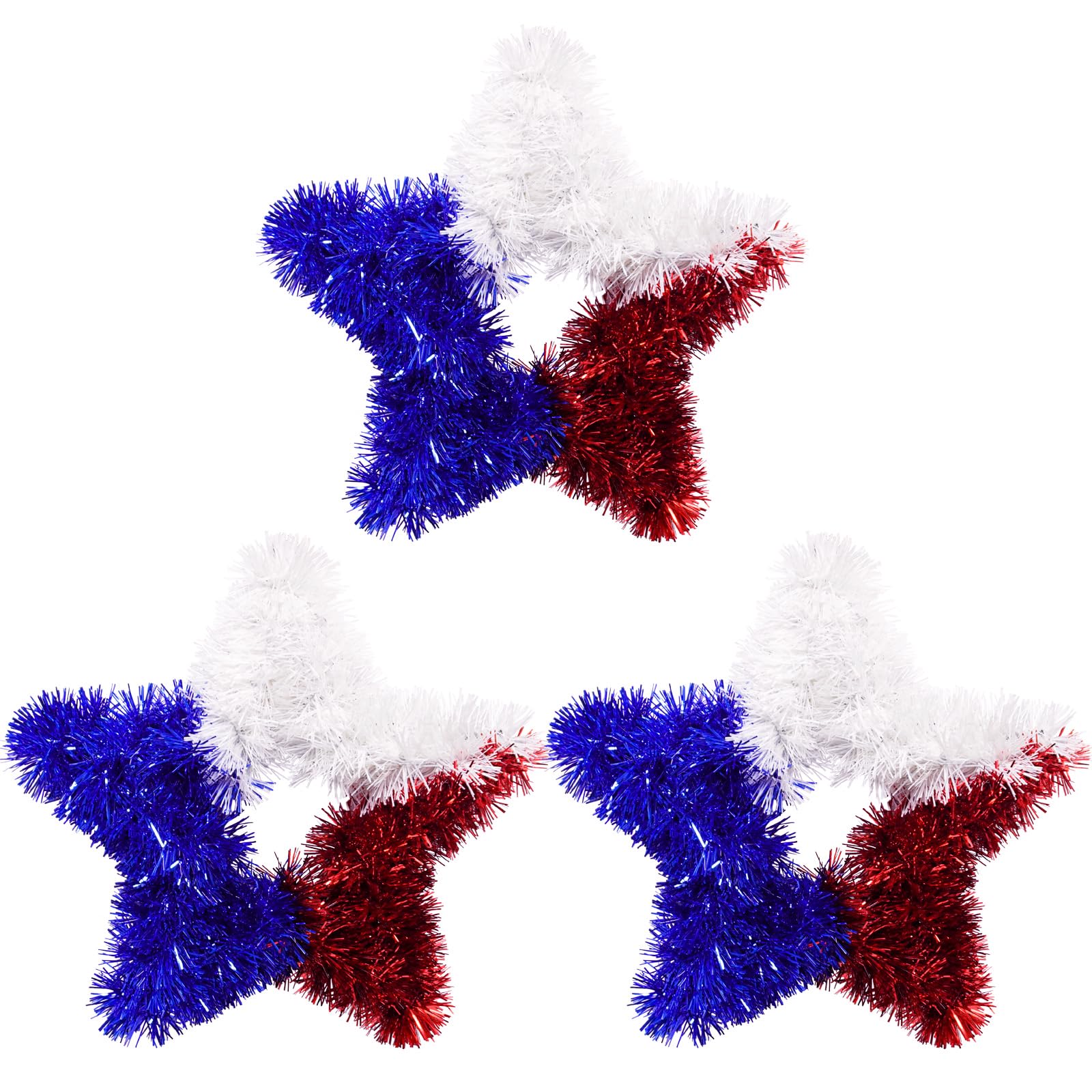 Photo 1 of 3 Pcs Patriotic Wreath, 4th of July Decorations for Front Door Red White and Blue Artificial Star Shaped Wreath for Independence Day Memorial Day Party Home Window Indoor Outdoor Decor