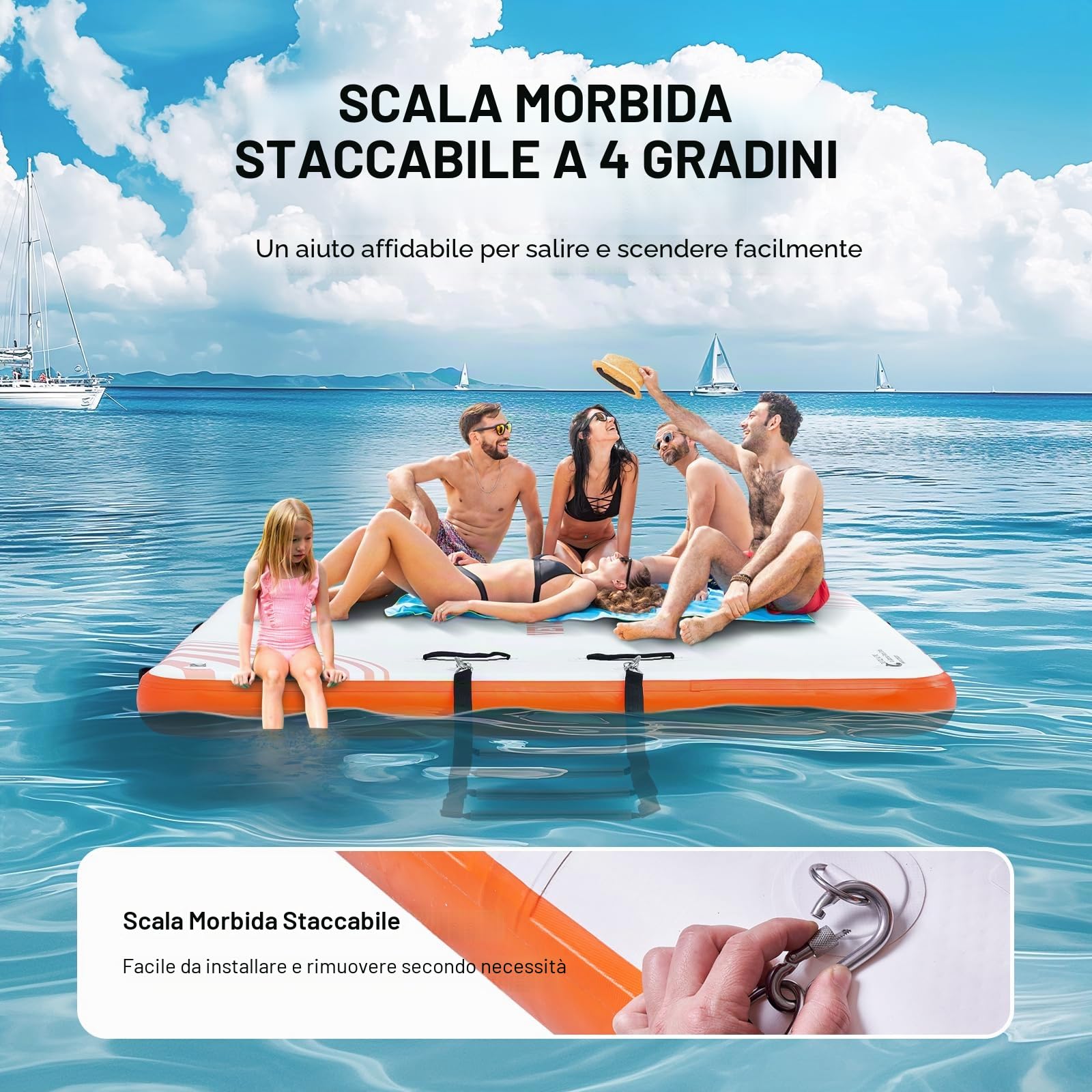 VEVOR Pontile gonfiabile galleggiante, piattaforma di bacino gonfiabile, piattaforma antiscivolo Air Dock con borsa portatile e scala staccabile, piattaforma galleggiante a isola zattera per piscina