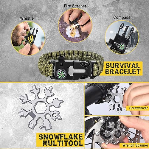Miniatura 5 de Kits de supervivencia, regalos para hombres, papá, esposo, él, equipo de supervivencia 13 en 1, rellenos de calcetines para hombre, regalos de