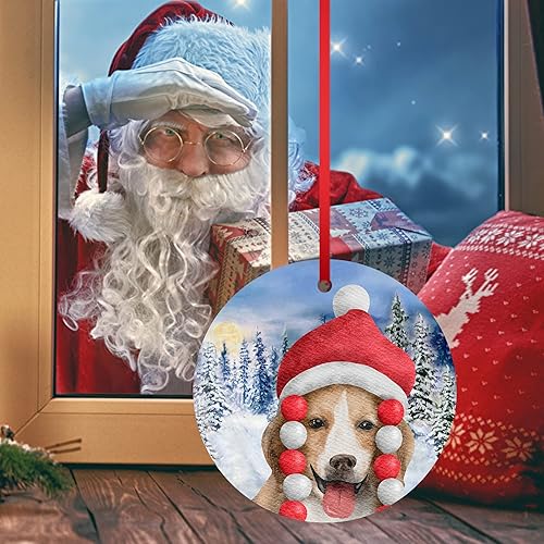 Miniatura 9 de Adorno de perro de Papá Noel, Beagle, adorno de Navidad, adorno colgante de cerámica para decoración de árboles de Navidad, adorno de árbol de