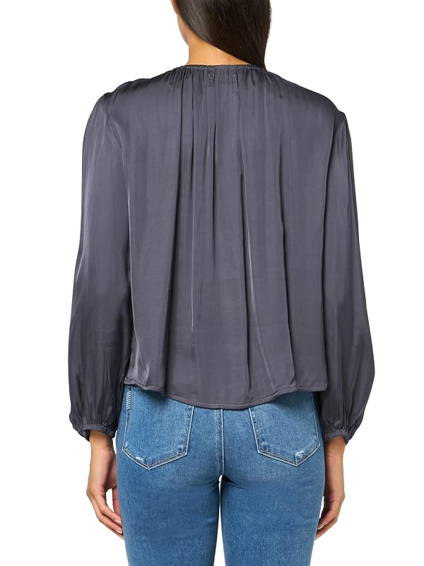 VELVET BY GRAHAM & SPENCER Women's Satin Viscose Riona Blouse, Armor, Large by Velvet by Graham & Spencer - Image 2