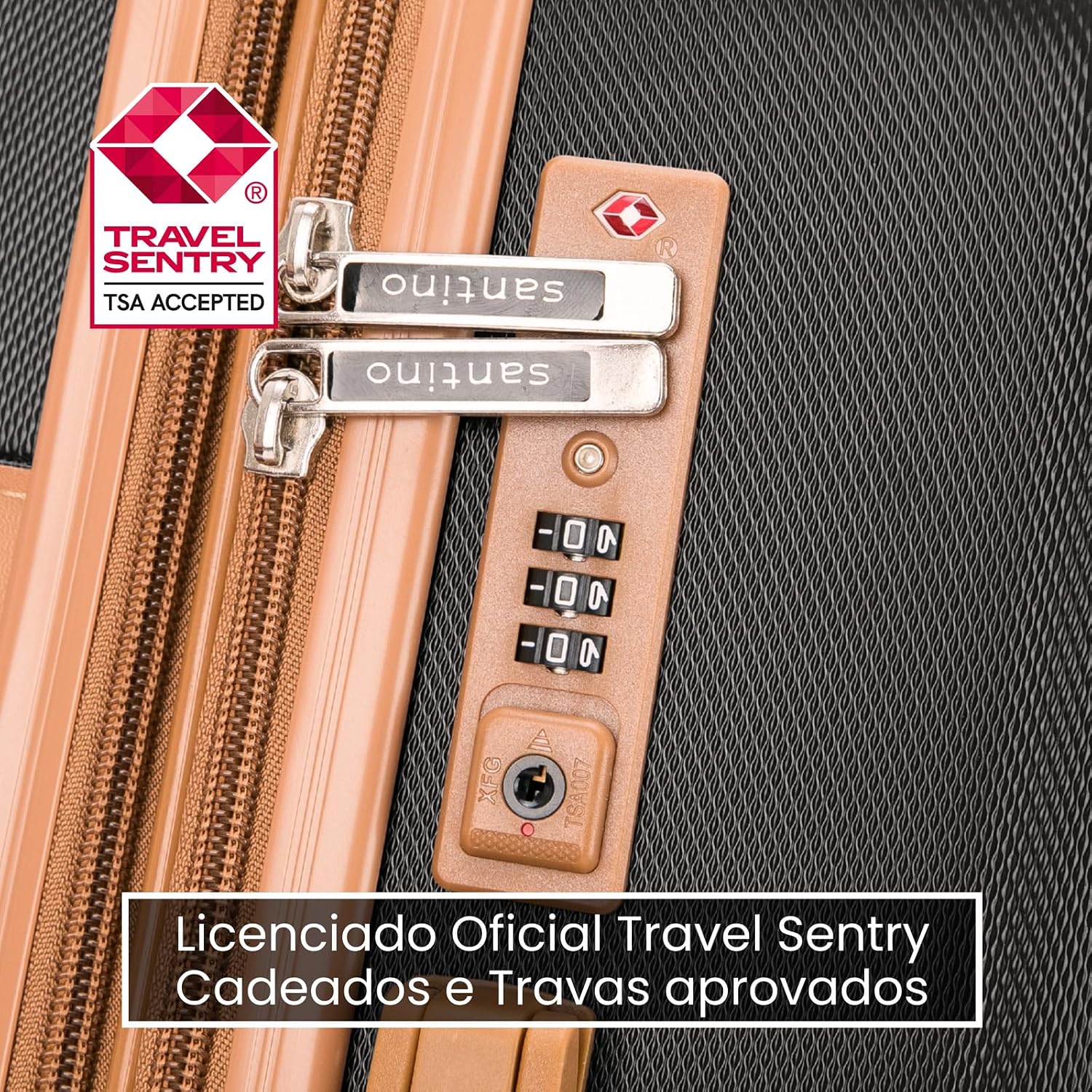 SANTINO Mala de Viagem Media 23kg Rígida ABS 4 Rodas 360º com TSA Leve Resistente Flexível Antifurto Preta tamanho 24 polegadas SANTINO Mala de Viagem Media 23kg Rígida ABS 4 Rodas 360º com TSA Leve Resistente Flexível Antifurto Preta tamanho 24 polegadas