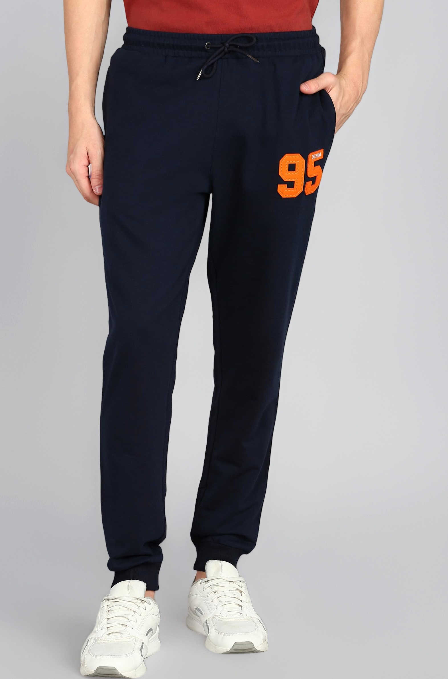 Men Mid Rise Cotton Blend Joggers Track Pants | French Terry | Zipper Pocket | Casual, Gym & Lounge Wear