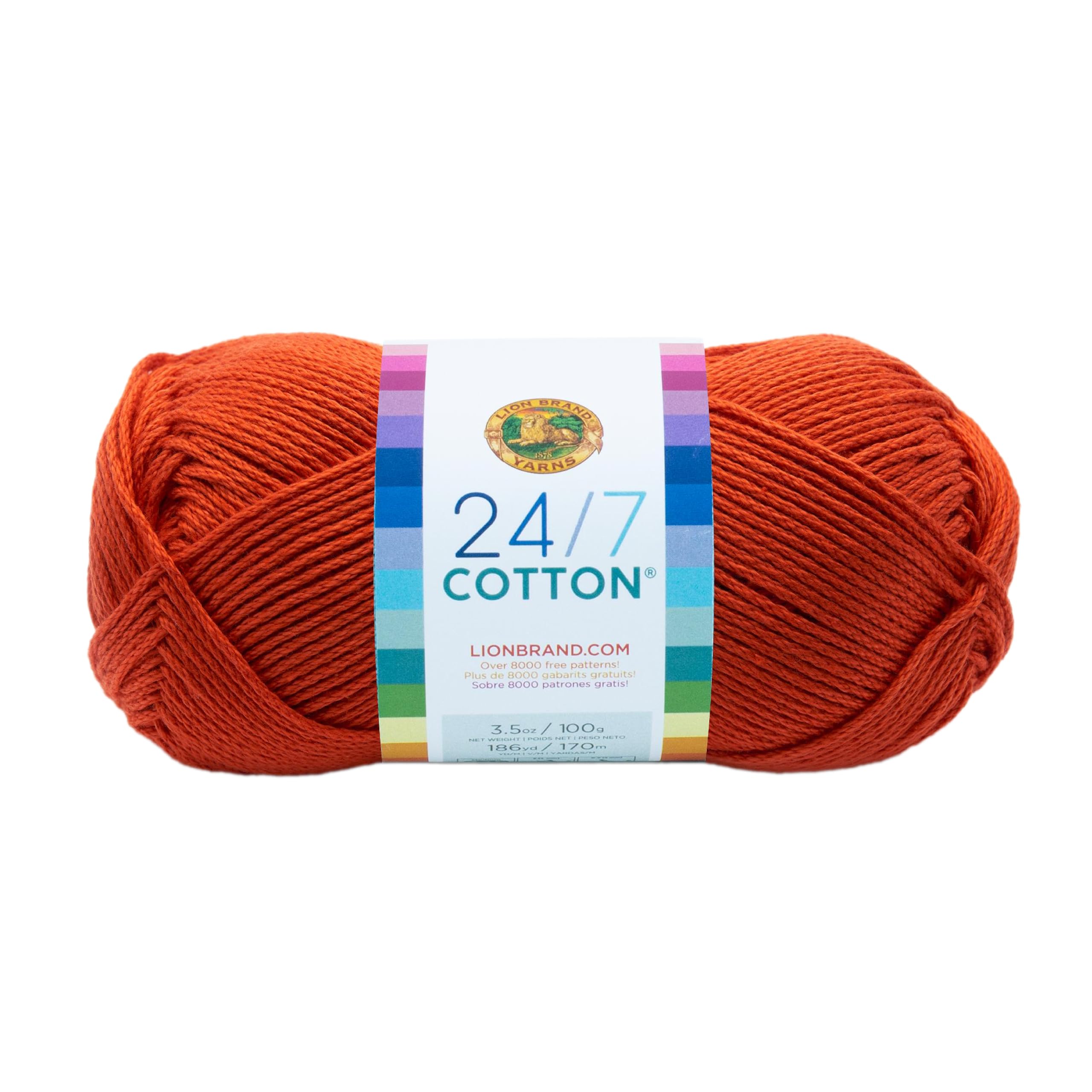 Lion Brand Yarn 761-133 24-7 Cotton Yarn, Tangerine