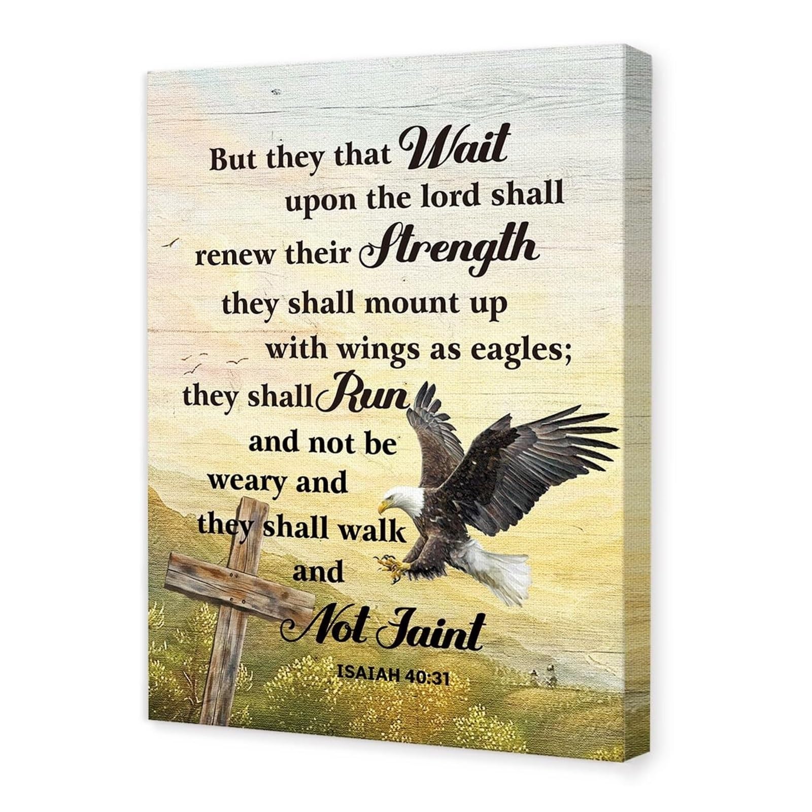 CBQZCHWDKT They That Wait Upon the Lord Canvas, Isaiah 40:31 KJV Bible Verse Wall-Art, Christian Decor for Strength & Renewal, Home Office Church Gift Idea(Unframed,08x12inch(20x30cm))