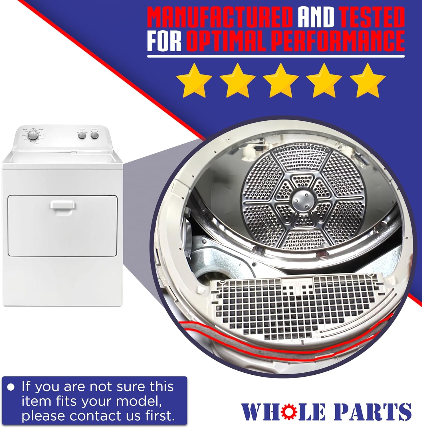 Upgraded Whole Parts Dryer Drum Front Lower Felt Seal Part# WE09X10014 - Replacement & Compatible with Some Hotpoint and GE Dryers