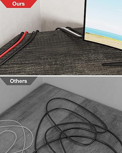 Miniatura 6 de Teraves - Escritorio moderno en forma de L con estantes, escritorio de 164,7 cm para juegos y computadora para oficina en casa, mesa de trabajo de