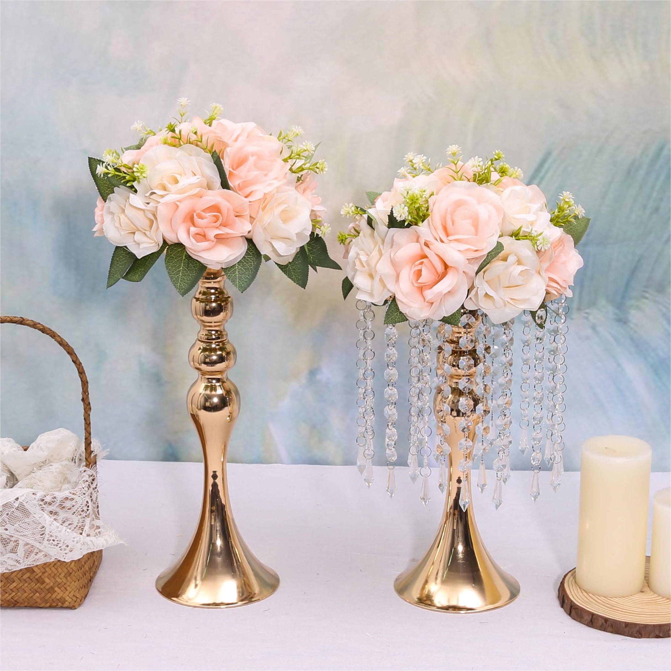 2pcs Artificial Flower Balls for Wedding Centerpieces Fake Flower Center Pieces Decoration for Table Arrangement Bouquet Party Centerpieces for Tables