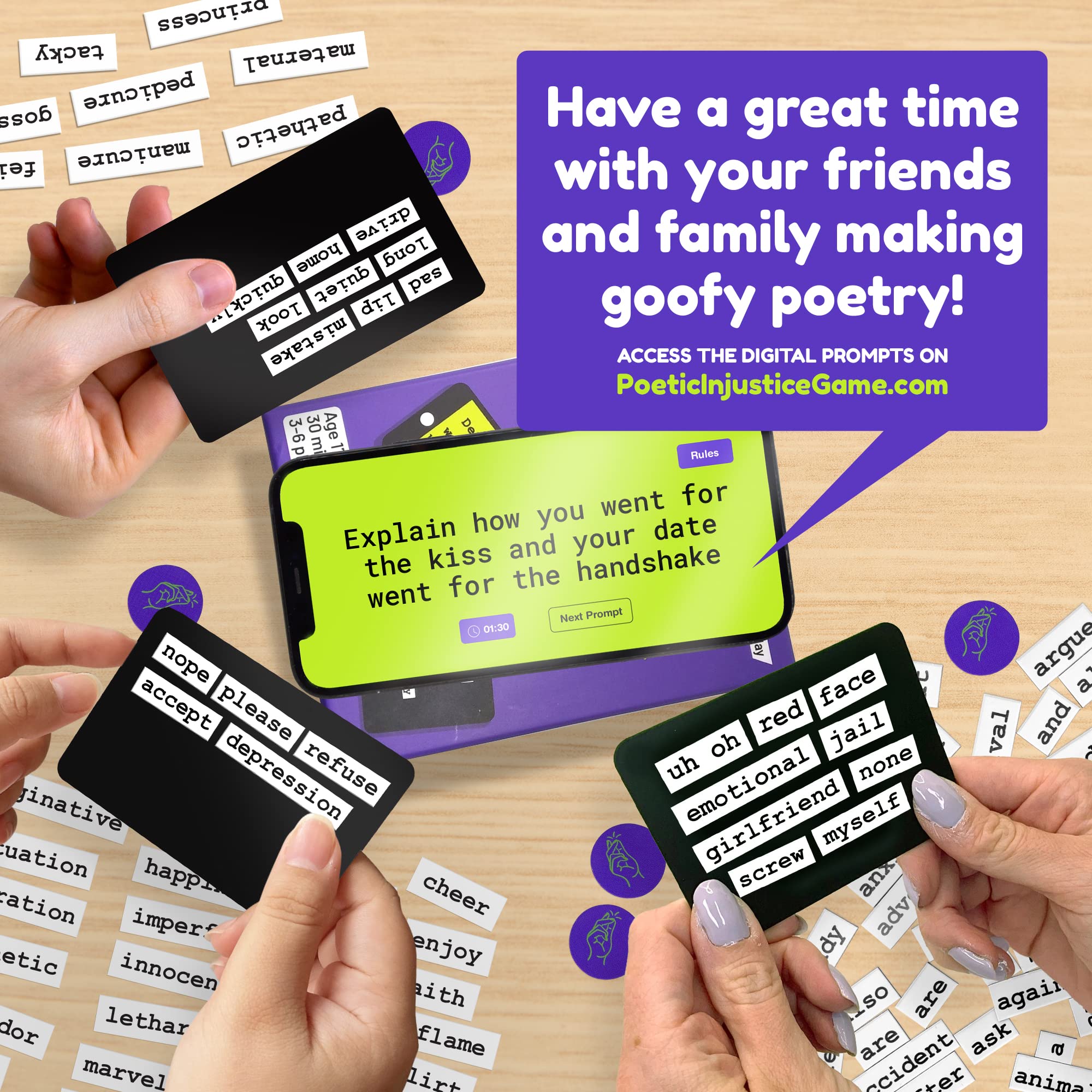 Amazon.com: Poetic Injustice - A Word Game Where You Make Bad Poetry for  Laughs - Funny Magnetic Notes Game and Fun Party Game for Ages 17+ - Family  Game Night Magnet Word