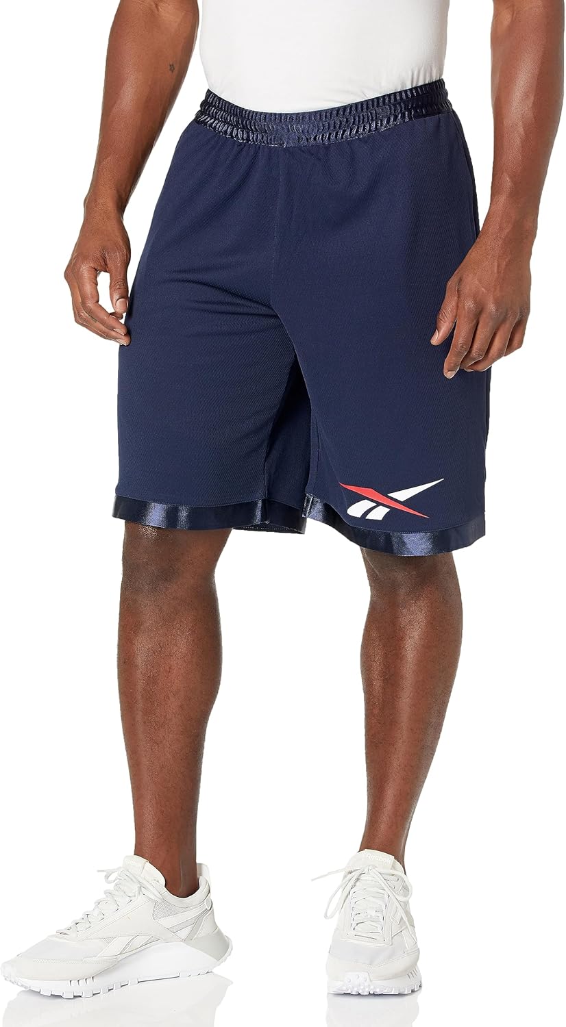 Reebok Men's Basketball Mesh Shorts, Black, L