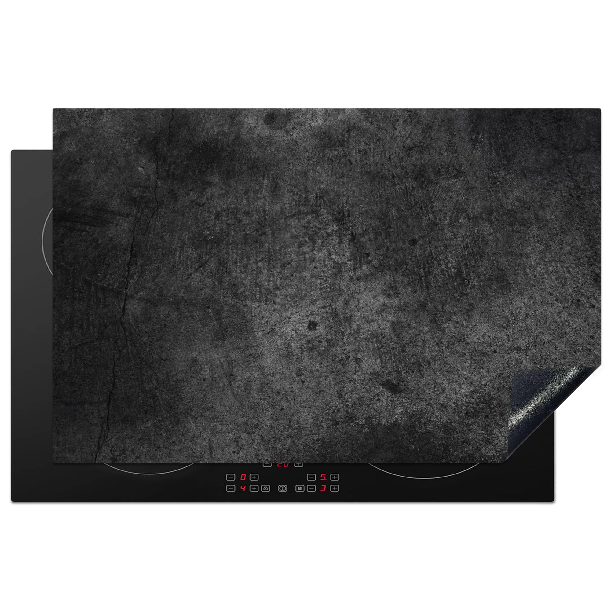 KitchenYeah© Induction Hob Protector Mat 20.5"x31.5" / 80x52 cm Stove Cap Top Cover Kitchen Cooker Covers for Electric Hobs Vinyl Concrete - Texture - Retro - Black - Grey - Rustic
