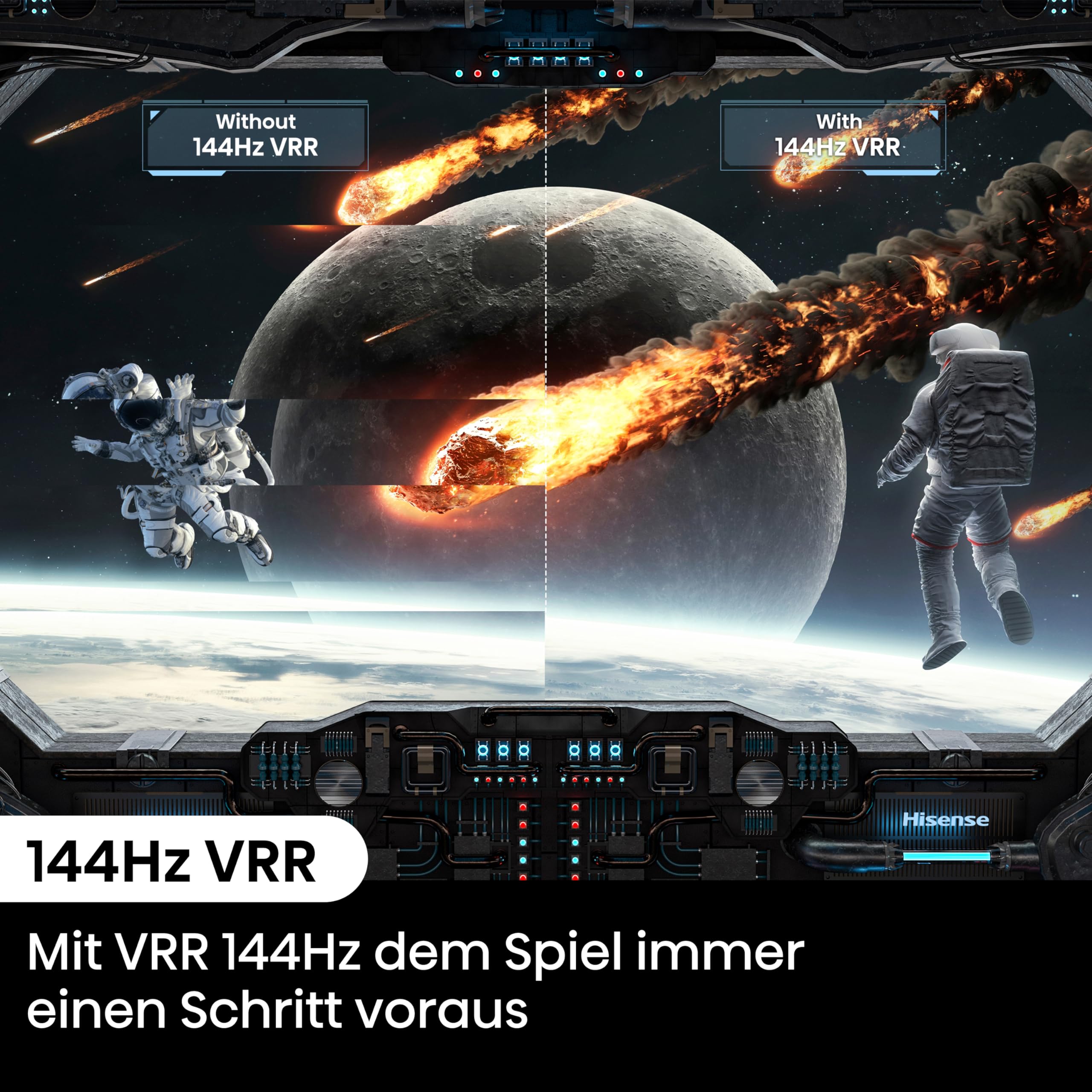 Hisense 65E7NQ Pro 164 cm (65 Zoll) Fernseher, 4K UHD, QLED, Smart TV, Total HDR, Dolby Vision IQ Atmos, 144Hz (VRR), HDMI 2.1, Game Mode PRO, Triple Tuner, Alexa Built-In, Dunkelgrau, [2024]