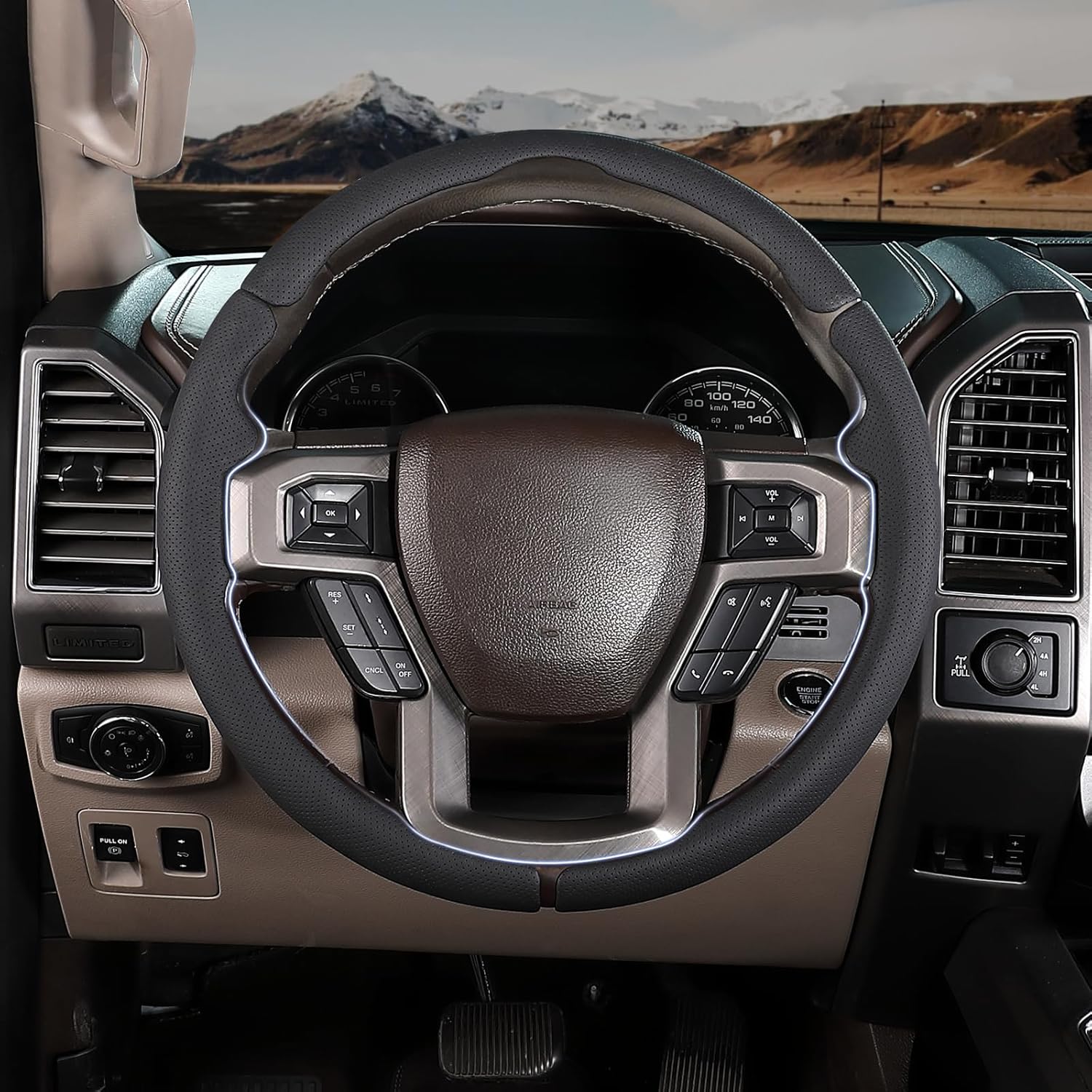 Steering Wheel Cover for Ford F150 2015-2020/ F250 2017-2022/ F350 2017-2022/ F450 2017-2022/ F550 2017-2022/ Ford Expedition 2018-2021 Steering Wheel Protector for Ford Steering Wheel Accessories