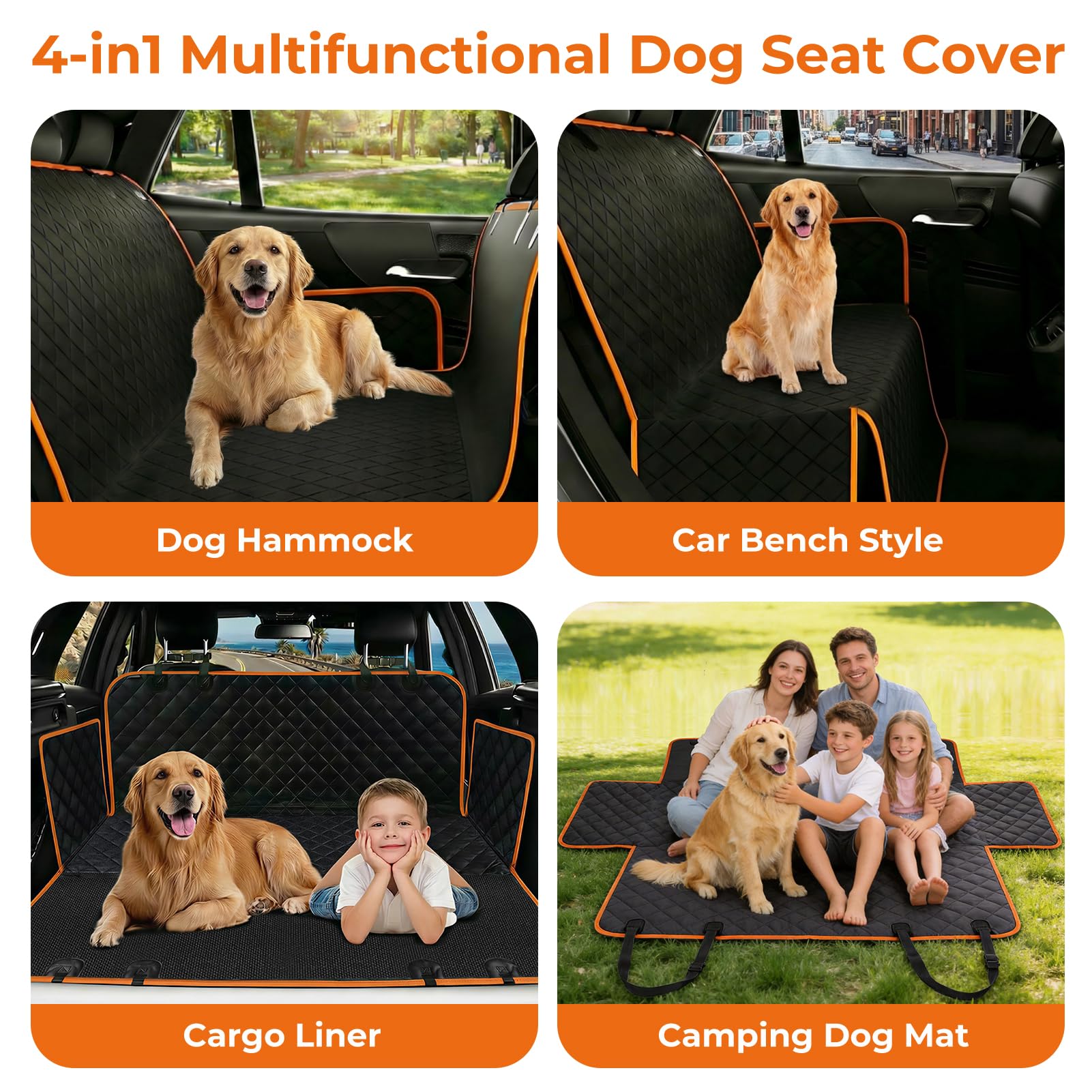KITPLUS Dog Car Seat Cover for Pets Waterproof Seat Cover Hammock Nonslip Durable 600D Heavy Duty Scratch Proof Soft Back Seat Covers for Cars Trucks and SUVs, Black - image 3