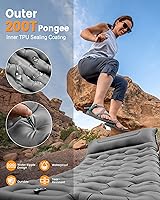 Vista 5 de Colchoneta de dormir para campamento, de 5.9 pulgadas de grosor, con almohada integrada y bomba de pie, almohadilla de dormir autoinflable