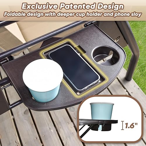 Miniatura 4 de Columpio de patio para porche al aire libre de 3 asientos con soporte de 800 libras, cama columpio convertible 2 en 1 con toldo ajustable y cojín