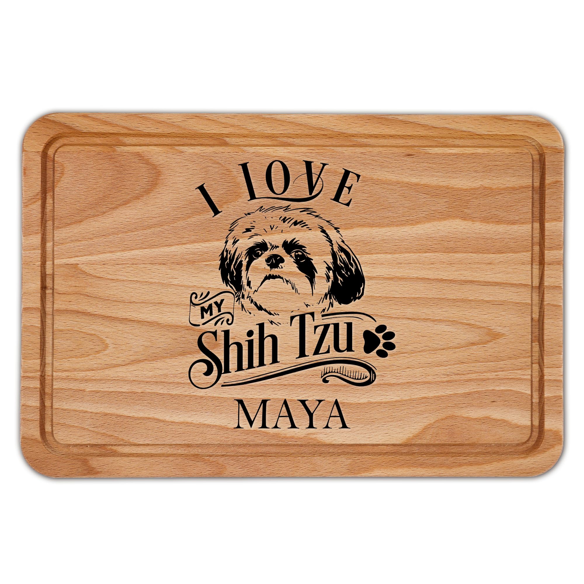 Personalised I Love My Shih Tzu Chopping Board Dog Puppy House Warming Gift