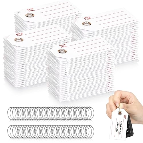 1000 Pcs Red Key Tags with Labels White Paper Key