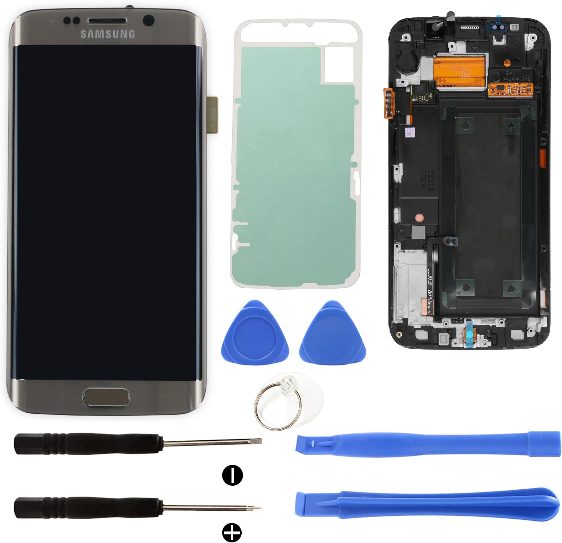 Samsung Galaxy S6 Edge G925 LCD display Digitizer Replacement touch screen For Samsung Galaxy S6 Edge G925S G925V G925i G925F with frame (Gold)with free repairing tools