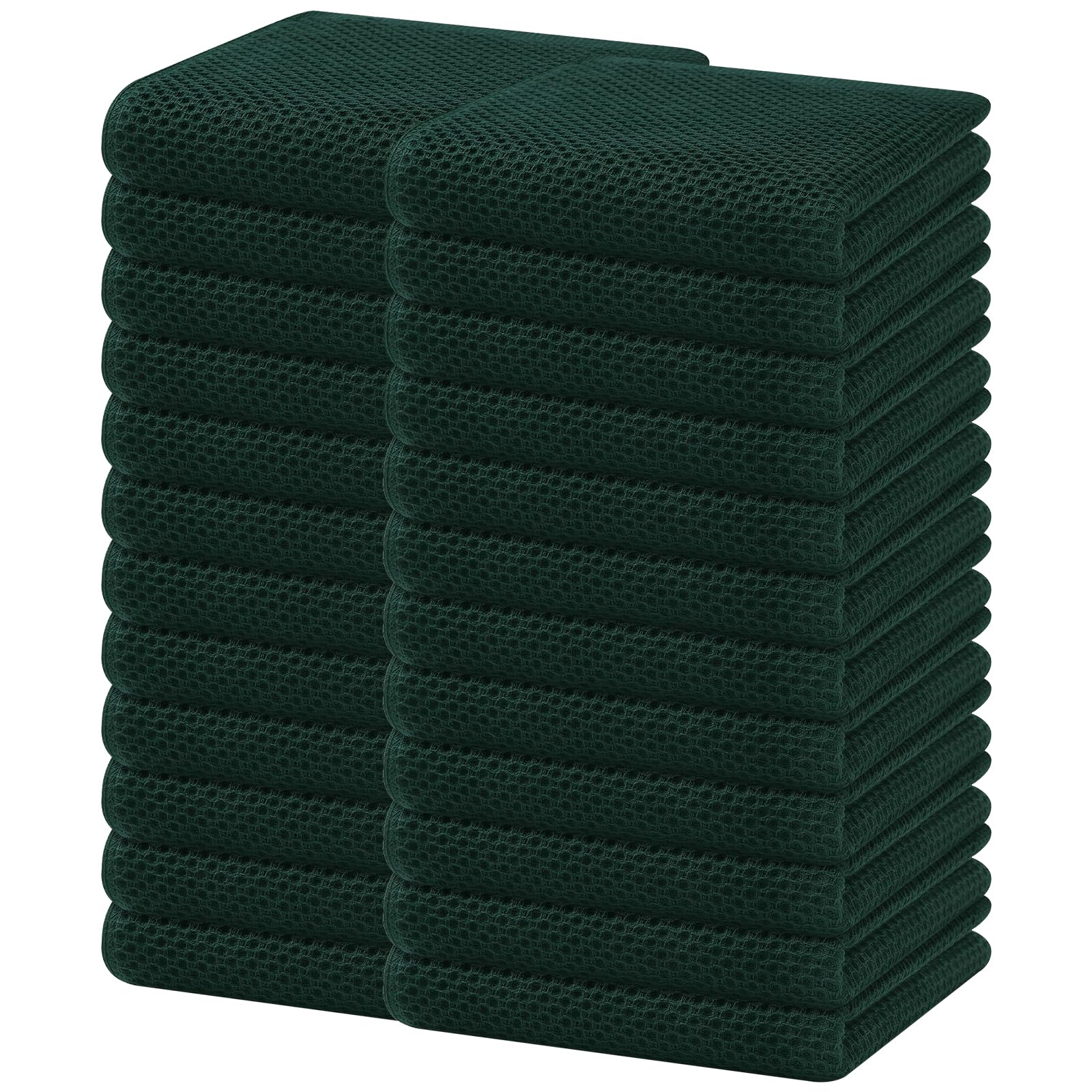 Homaxy 100% Cotton Waffle Weave Kitchen Dish Towels 24-Pack, Blackish Green