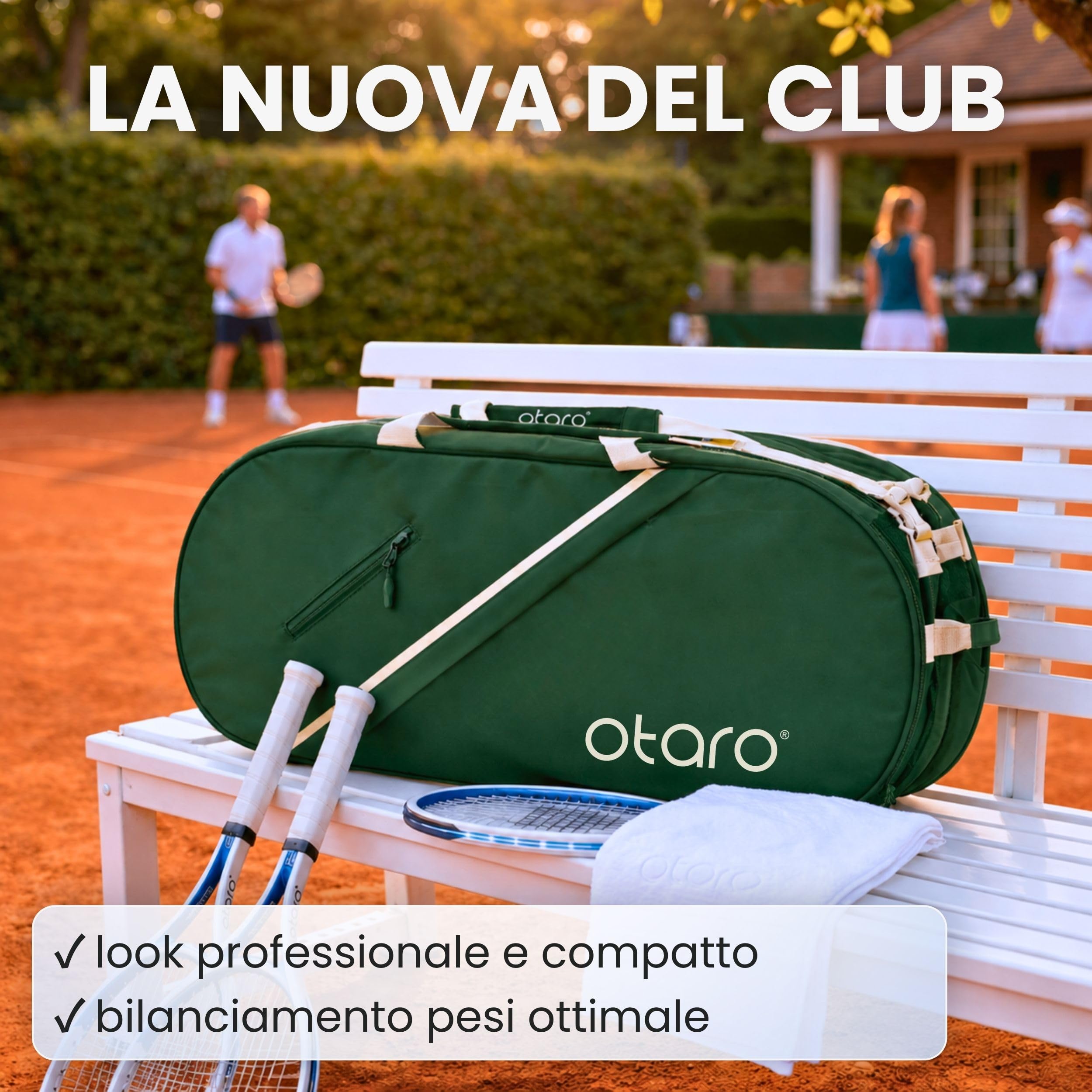 Otaro Borsa Tennis 100L | Per 6 Racchette | 2 Vani Termici, Porta Scarpe, Vano Laptop & Termico Bevande | Zaino Tennis con Sistema Trasporto 4 in 1 | Borsone Tennis per Allenamento e Torneo