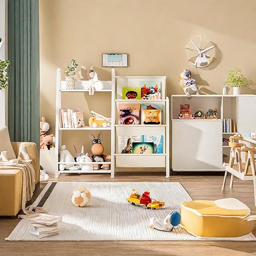 Miniatura 7 de Estantería infantil con bolsa de almacenamiento, estantería de 3 niveles y organizador de almacenamiento de juguetes para niños, estantería de metal