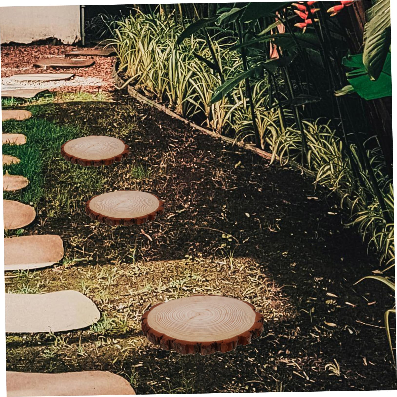 BESPORTBLE Piedras Decorativas para Jardín de Madera Beige, Escalones Resistentes para Exteriores y Caminos de Cemento, Decoración Práctica y Delicada para Jardín